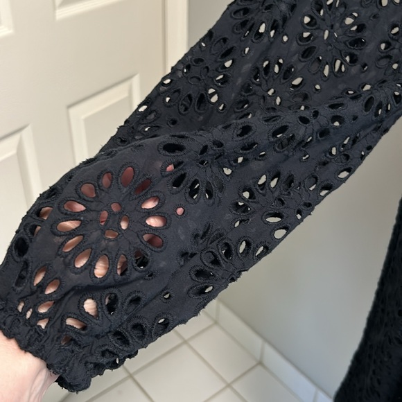 Lilly Pulitzer Priscilla Long Sleeve Black Eyelet Dress Sz 14 - Picture 5 of 12